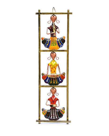 Retro Musician Lady Metal Decorative Wall Hanging Frame | 8 x 3 x 25 inches