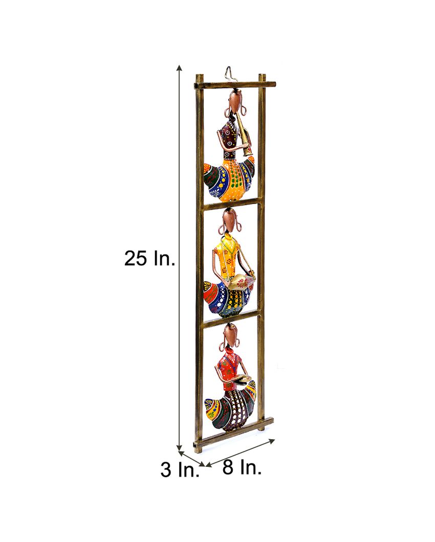 Retro Musician Lady Metal Decorative Wall Hanging Frame | 8 x 3 x 25 inches