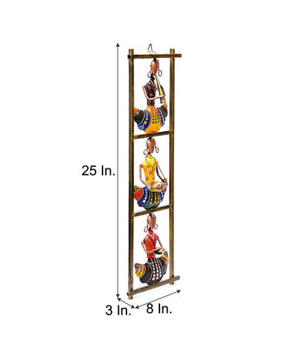 Retro Musician Lady Metal Decorative Wall Hanging Frame | 8 x 3 x 25 inches