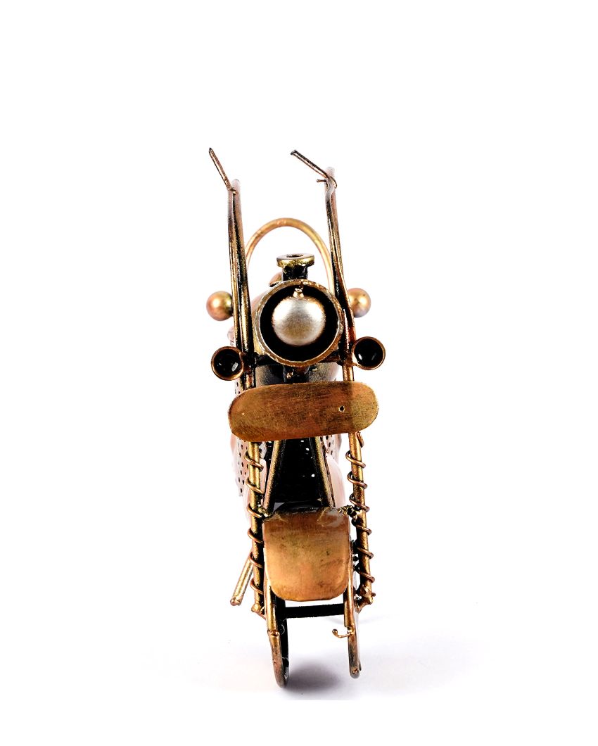 Old Era Golden Color Bike Pen Stand | 9 x 3 x 7 inches