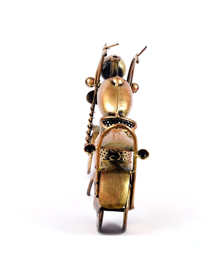 Old Era Golden Color Bike Pen Stand | 9 x 3 x 7 inches