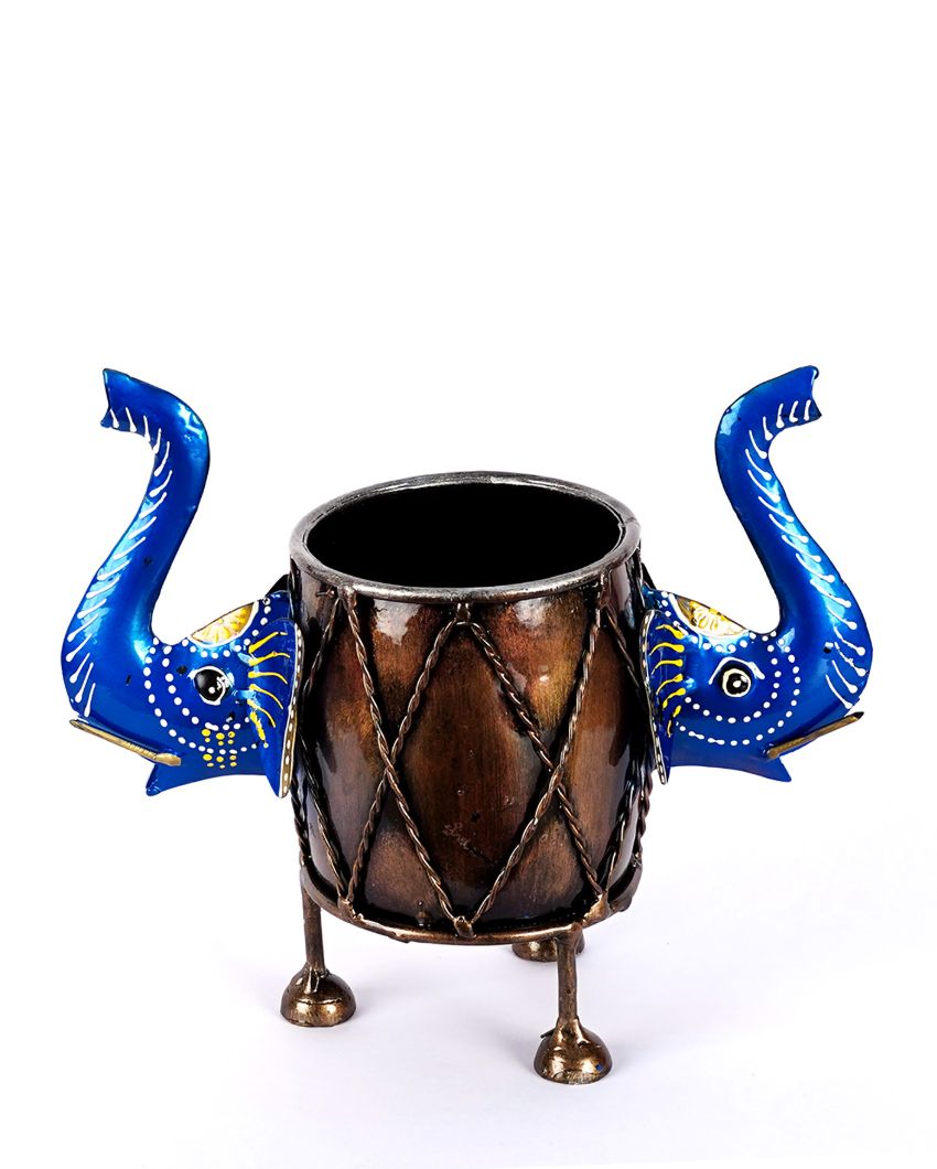 Elephant Metal Blue Color with Pen Stand | 9 x 3 x 7 inches