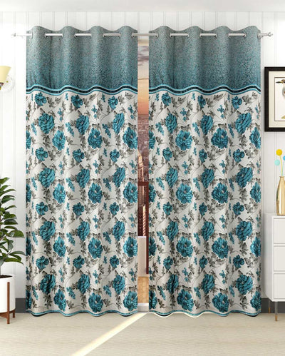 Premium Royal Blue Polyester Jute Curtains | Pack of 2 Pieces