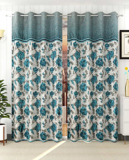 Premium Royal Blue Polyester Jute Curtains | Pack of 2 Pieces