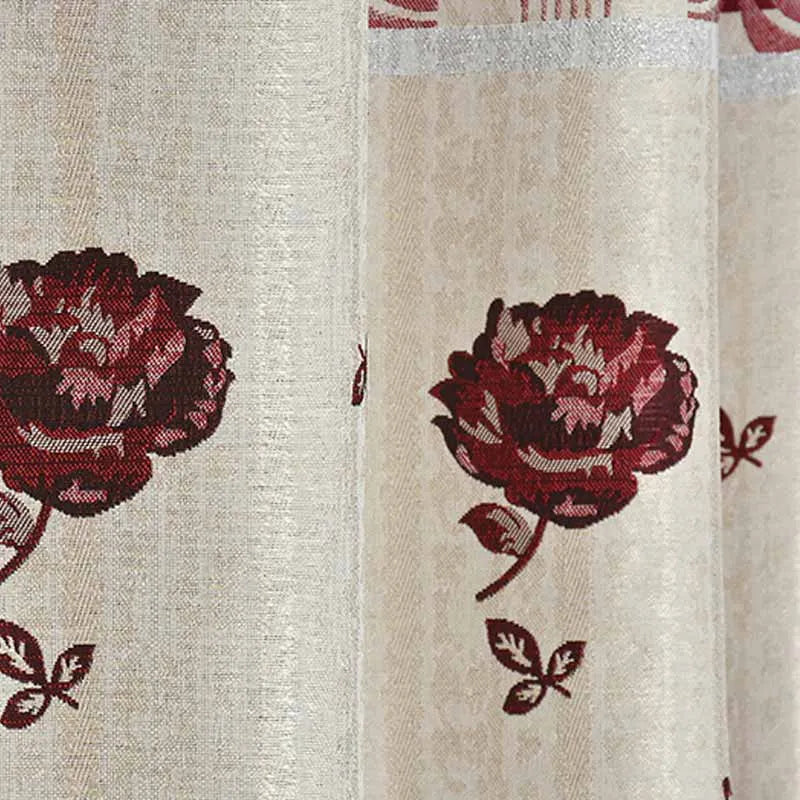 Maroon Floral Jute Curtains | 9ft | Set of 2 Default Title