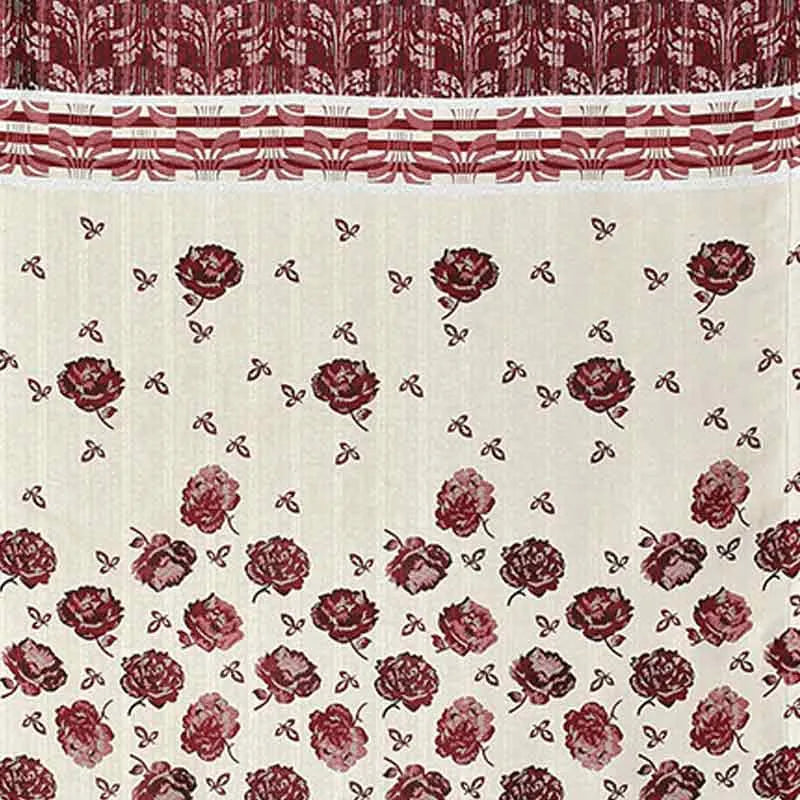 Maroon Floral Jacquard Curtains | Set of 2 | 9 ft x 4 ft