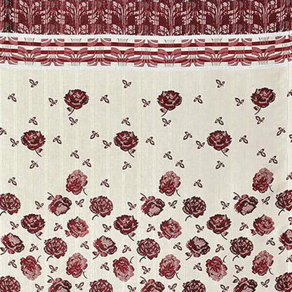 Maroon Floral Jacquard Curtains | Set of 2 | 9 ft x 4 ft