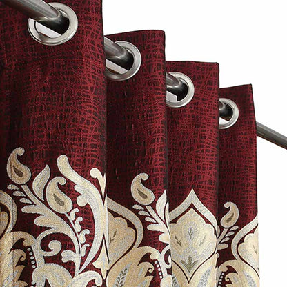 Maroon Royal Jute Curtains  | Set of 2 | 5 ft, 9 ft