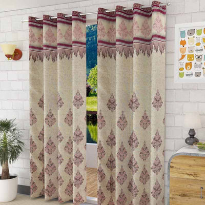 Pink Fancy Jacquard Door Curtains | Set of 2 | 7 ft x 4 ft