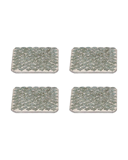 Charming Pale Green Mosaic Coasters Set | Set of 4 | 4 x 4 x 1 inches