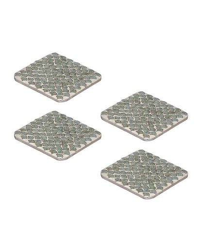 Charming Pale Green Mosaic Coasters Set | Set of 4 | 4 x 4 x 1 inches