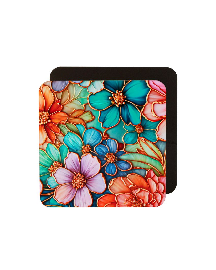 Nature's Refreshing Essence Wooden Coasters | Set of 6 | 4 x 4 inches