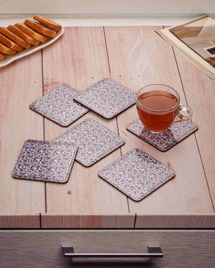 Timeless Turkish Vintage Wooden Coasters | Set of 6 | 4 x 4 inches