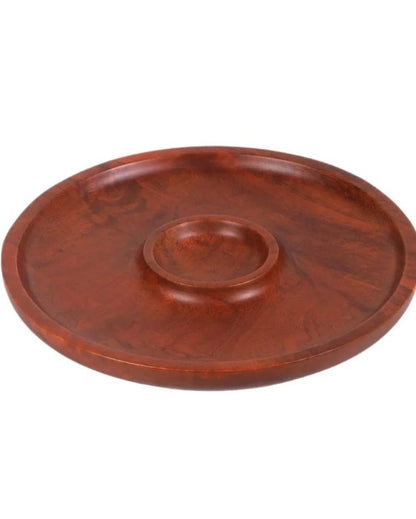 Handcrafted Premium Mahogany Chip & Dip Platter | 12 inches