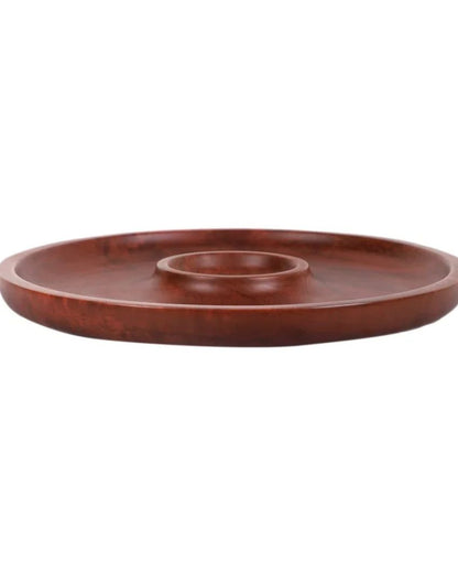 Handcrafted Premium Mahogany Chip & Dip Platter | 12 inches