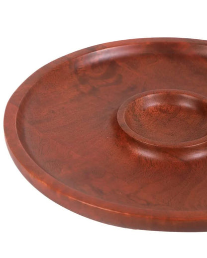 Handcrafted Premium Mahogany Chip & Dip Platter | 12 inches