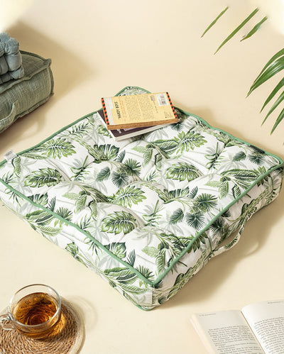 Green Leaf Cotton Floor Cushion