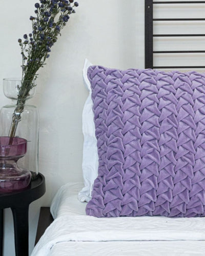 Hand Pleated Cross Cotton Cushion Cover | 18x18 Inches