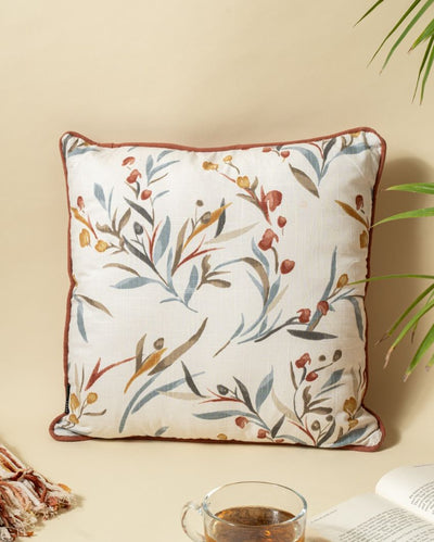 Leaf Pattern Cotton Cushion Cover | 18 x 18 inches