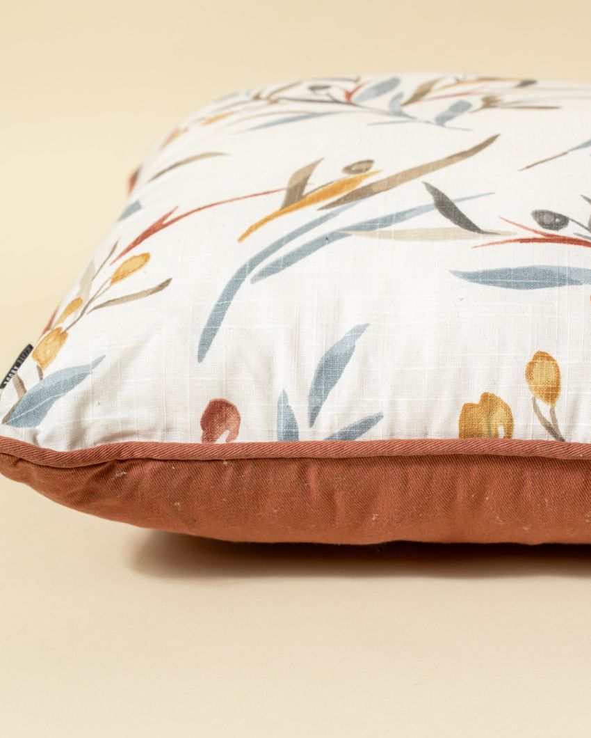 Leaf Pattern Cotton Cushion Cover | 18 x 18 inches