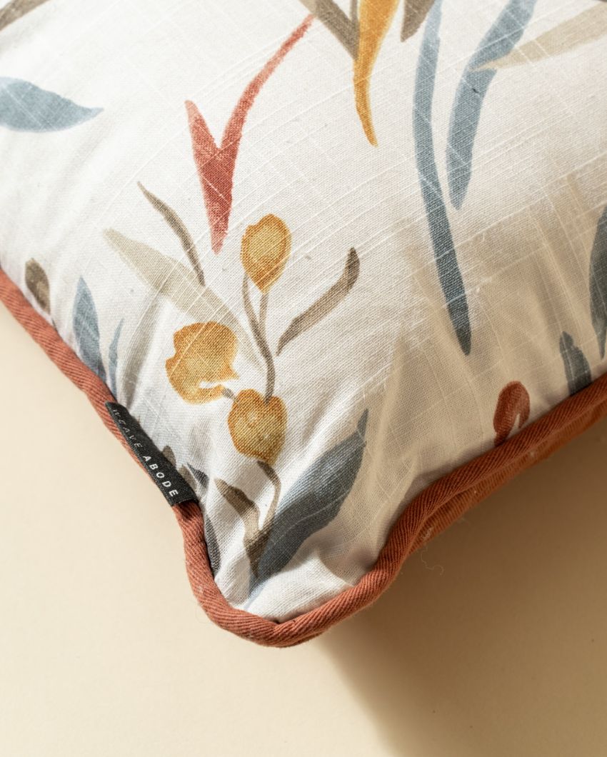 Leaf Pattern Cotton Cushion Cover | 18 x 18 inches