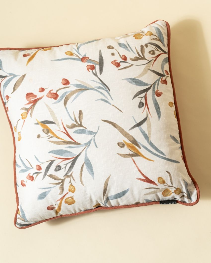 Leaf Pattern Cotton Cushion Cover | 18 x 18 inches