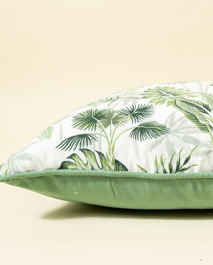 Green Leaf Cotton Cushion Cover | 18 x 18 inches