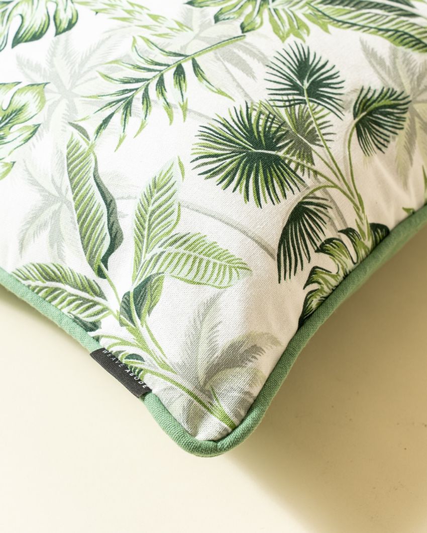 Green Leaf Cotton Cushion Cover | 18 x 18 inches