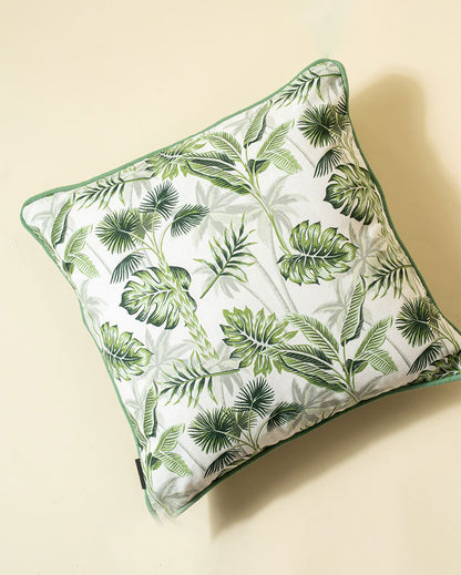 Green Leaf Cotton Cushion Cover | 18 x 18 inches