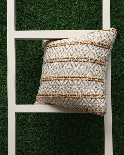 Handwoven Jute Cotton Diamond Cushion Cover | 18 x 18 inches