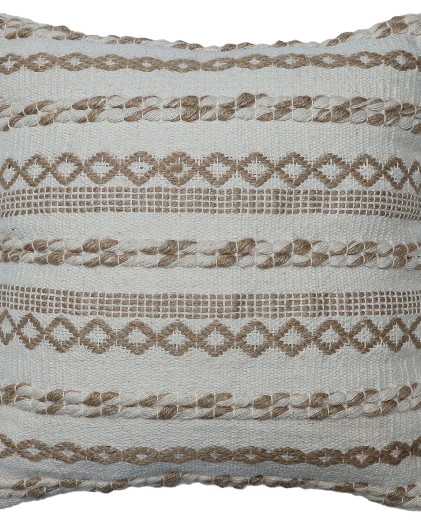 Handwoven Jute Ribbed Cotton Cushion Cover | 18 x 18 inches