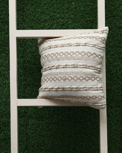 Handwoven Jute Ribbed Cotton Cushion Cover | 18 x 18 inches