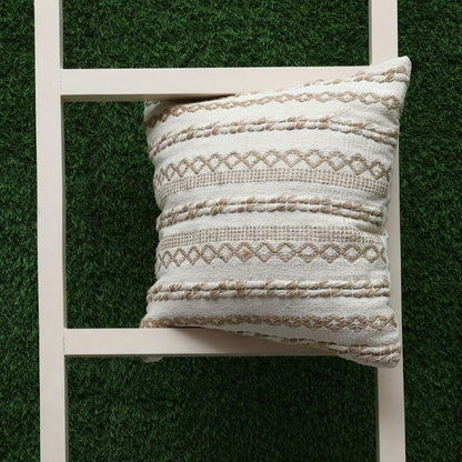 Handwoven Jute Ribbed Cotton Cushion Cover | 18 x 18 inches