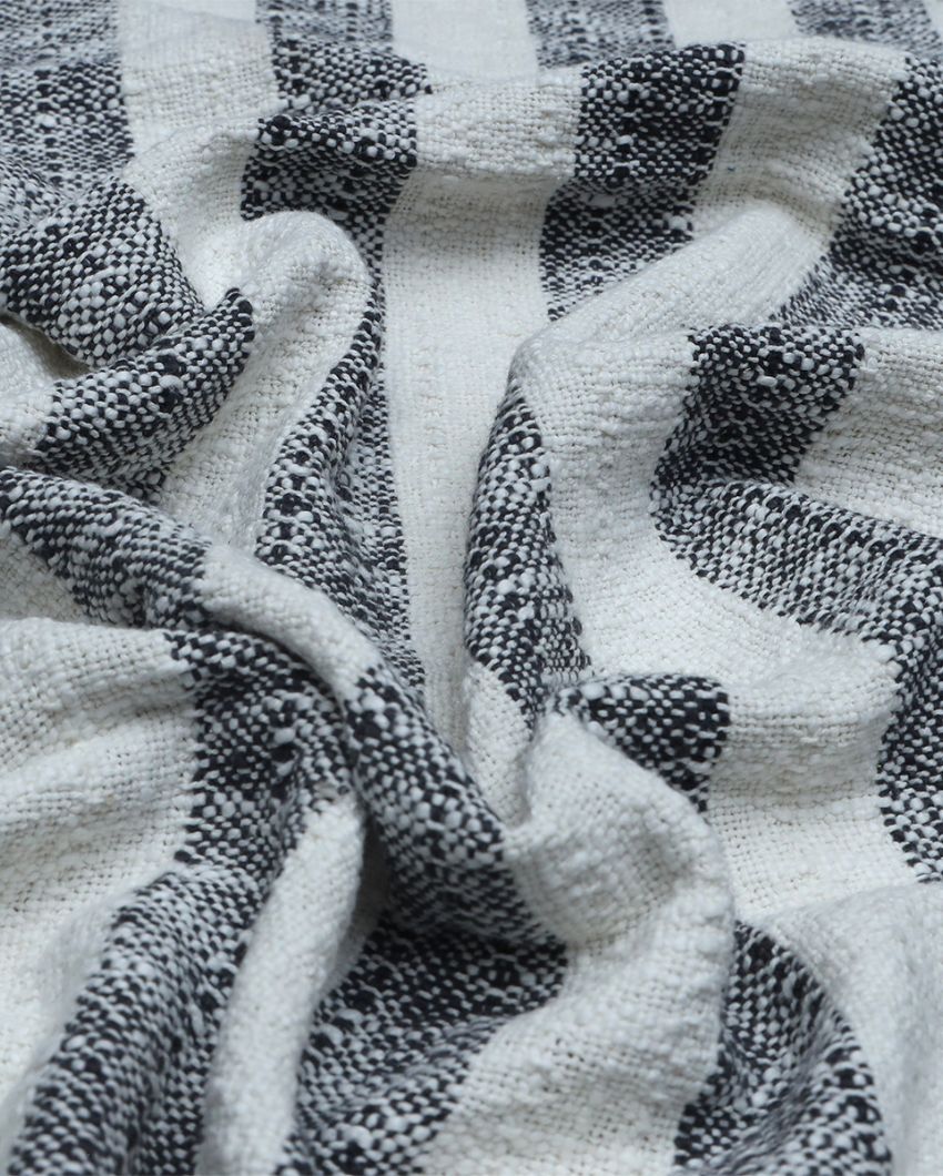 Grey Striped  Fringes Throw  | 52 x 63 inches