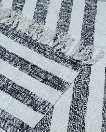 Grey Striped  Fringes Throw  | 52 x 63 inches