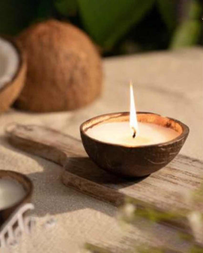 Premium Coconut Shell Soy Wax Candle | Set of 2 , Set of 4 | 4 inches