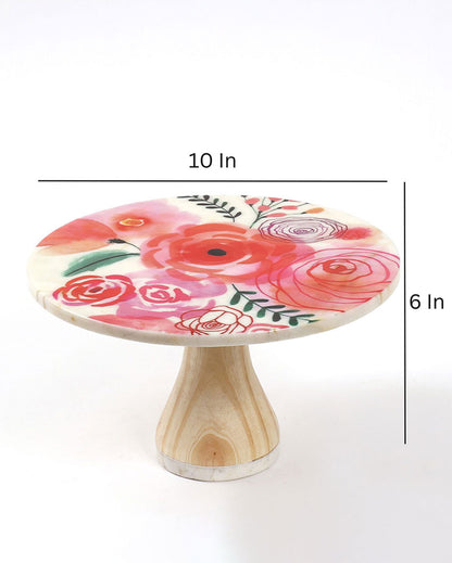 Beautifully Elegant Scrumptious Marble & Wood Cake Stand | 10 x 6 inches