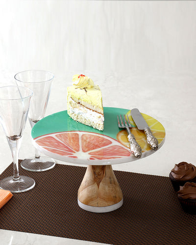 Exquisitely Delightful Luscious Marble & Wood Cake Stand | 10 x 6 inches