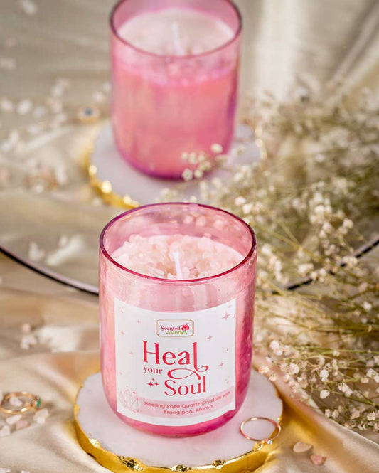 Heal Your Soul Crystal Candle Spiritual Healing with Crystals | 22.86 x 20.32 cm / 9 x 8 inches