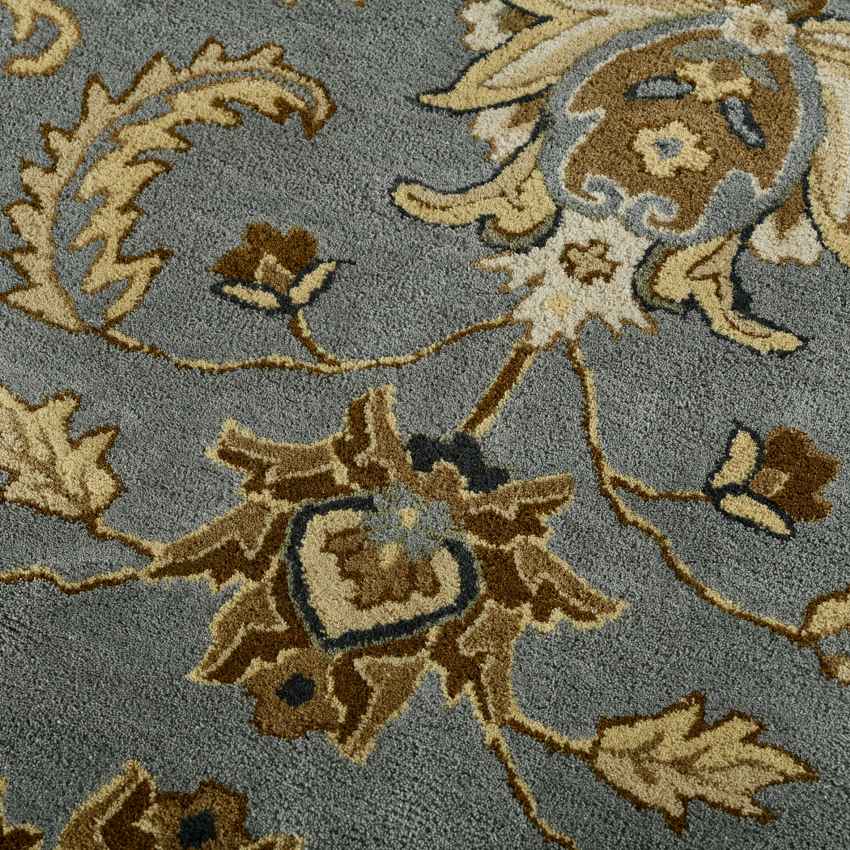 Premium Handcrafted Silver Shade Floral Wool Area Rug | 4 x 6 Feet