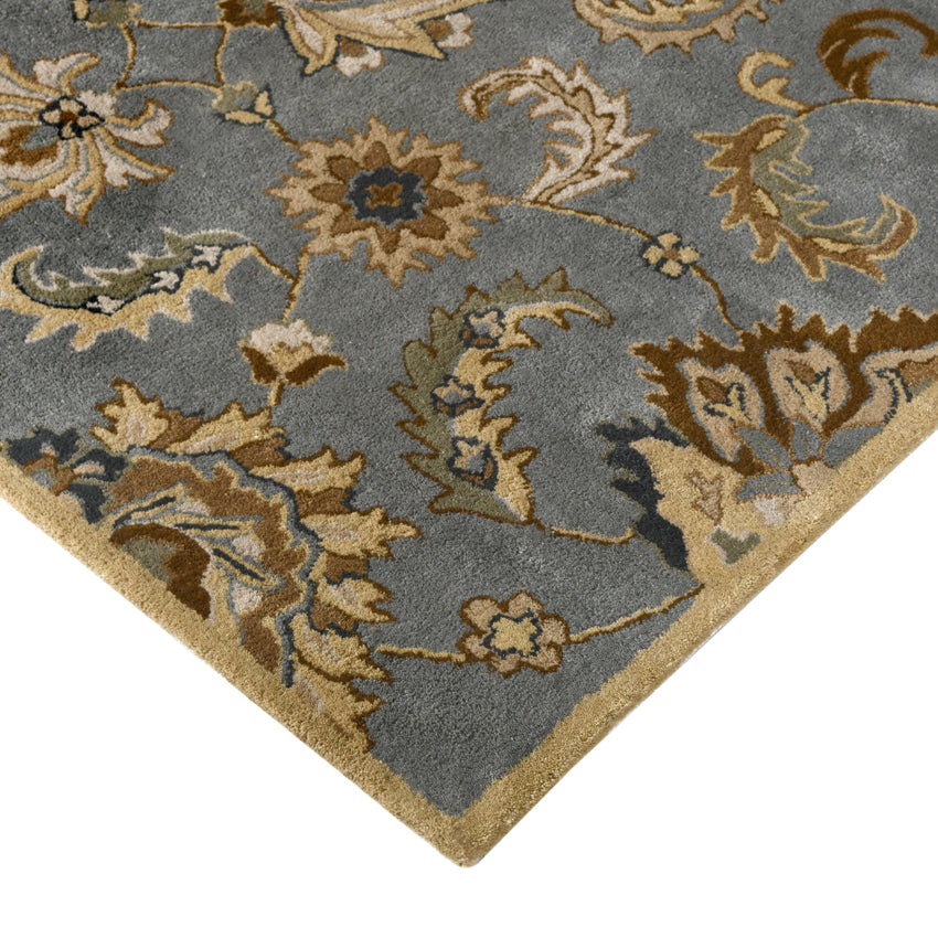 Premium Handcrafted Silver Shade Floral Wool Area Rug | 4 x 6 Feet