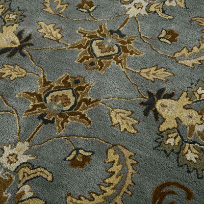 Premium Handcrafted Silver Shade Floral Wool Area Rug | 4 x 6 Feet