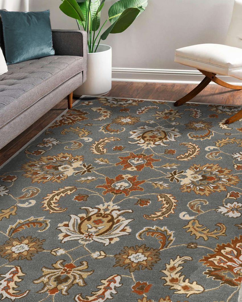 Floral Pattern Fit Hand Tufted Carpet | 8 x 5 Feet