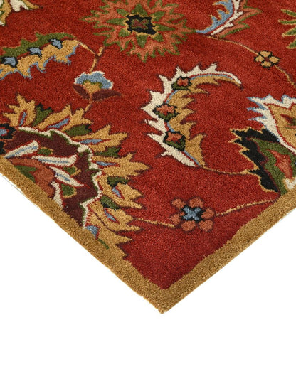 Red Floral Pattern Hand Tufted Carpet