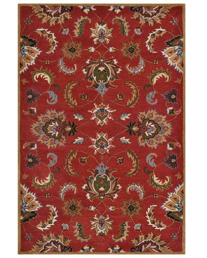 Red Floral Pattern Hand Tufted Carpet