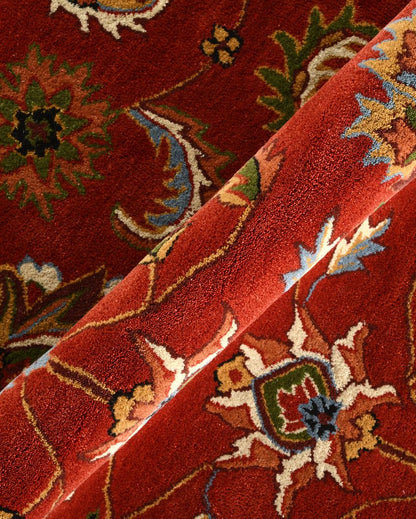 Red Floral Pattern Hand Tufted Carpet