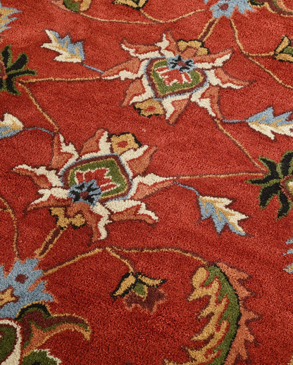 Red Floral Pattern Hand Tufted Carpet