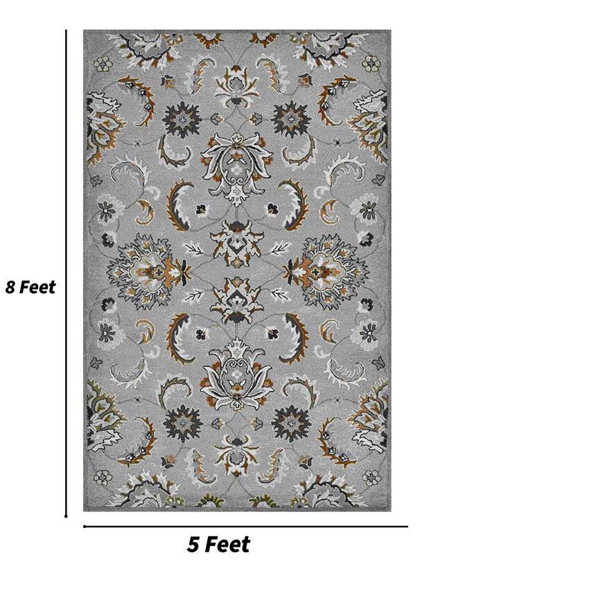 Iron Floral Pattern Hand Tufted Carpet