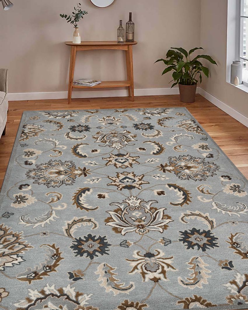 Iron Floral Pattern Hand Tufted Carpet