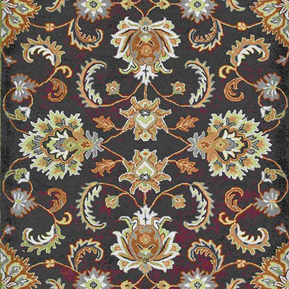 Dark Brown Floral Pattern Hand Tufted Carpet